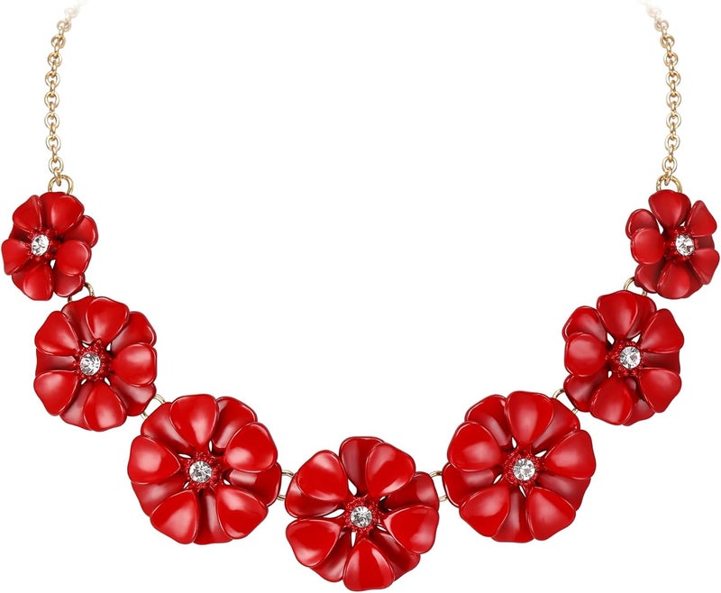 Flyonce Flower Collar Necklace, Floral Flowers Statement Summer Beach Chokers Necklaces for Women - Image 1